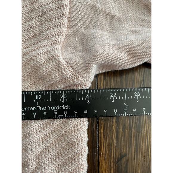 CHAPS Pink Metallic Shimmer Chevron Knit Long Sleeve Sweater Size L - Picture 5 of 9